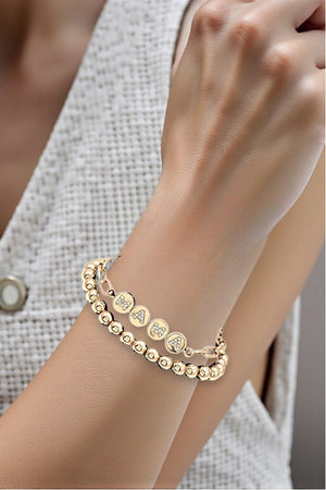 RHINESTONE LETTERING MAMA CHAIN BEADED MIX BRACELET SET