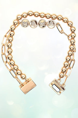 RHINESTONE LETTERING MAMA CHAIN BEADED MIX BRACELET SET