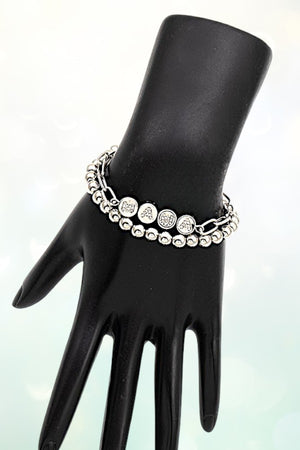RHINESTONE LETTERING MAMA CHAIN BEADED MIX BRACELET SET