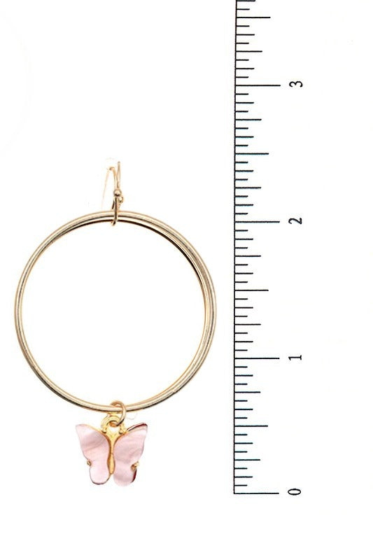 Butterfly Hoop Link Drop Earring