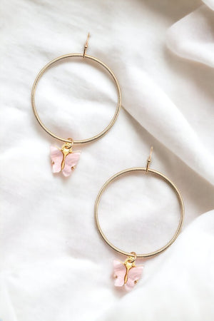 Butterfly Hoop Link Drop Earring