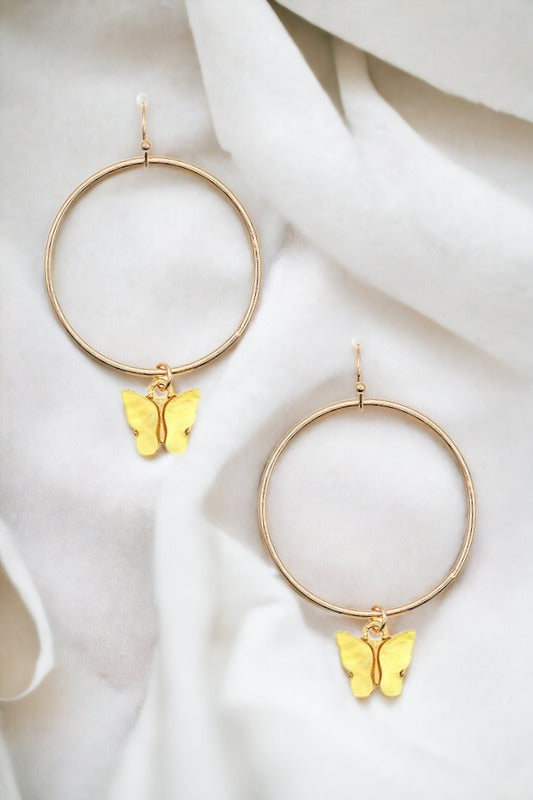 Butterfly Hoop Link Drop Earring