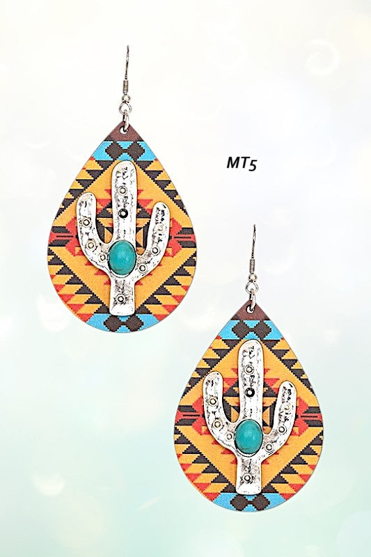 Cactus Accent Teardrop Earring