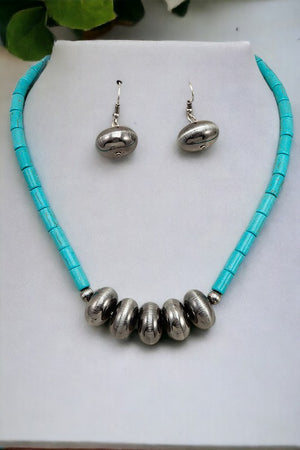 Bead Gemstone Collar Necklace Set