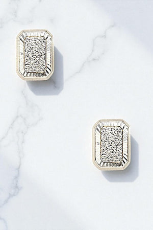 LINE ETCHED RECTANGLE POST EARRING