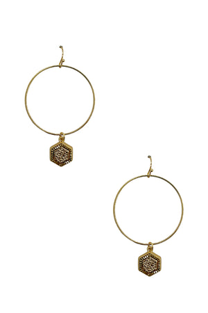 Hexagon Link Hoop Earring