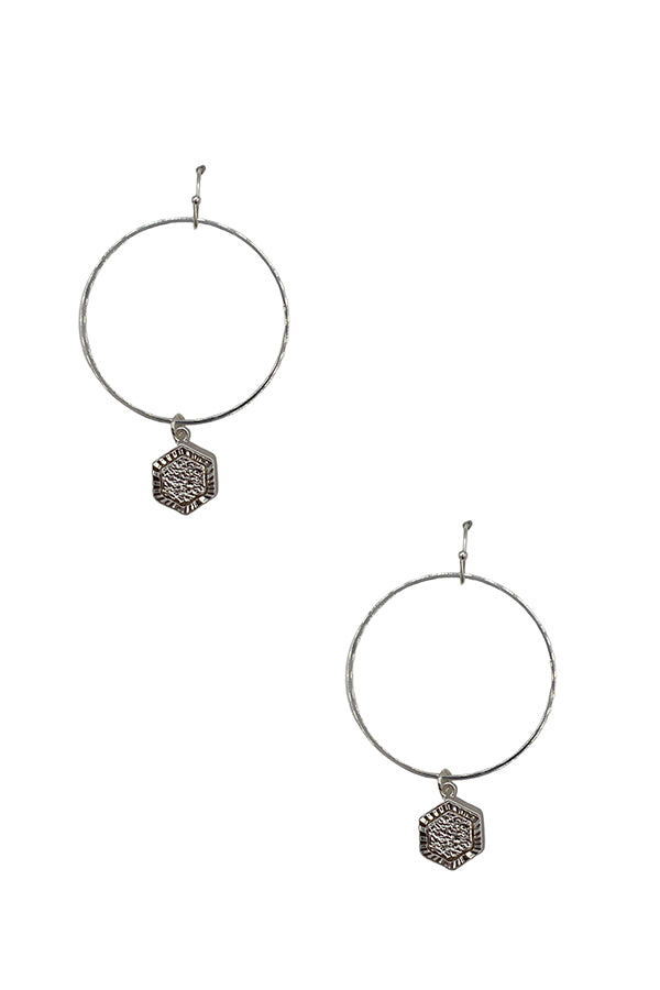 Hexagon Link Hoop Earring