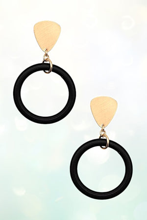 WOODEN RING DROP EARRING