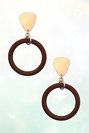 WOODEN RING DROP EARRING