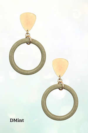 WOODEN RING DROP EARRING