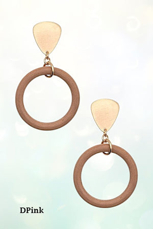 WOODEN RING DROP EARRING