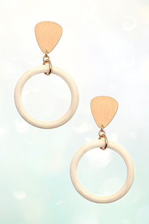 WOODEN RING DROP EARRING