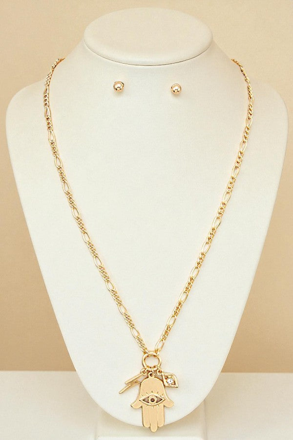 HAMSA HAND PENDANT NECKLACE SET