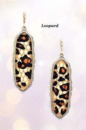 FRAMED OBLONG OVAL DANGLE EARRING