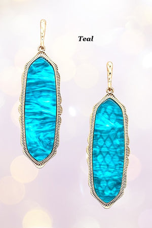 FRAMED OBLONG OVAL DANGLE EARRING