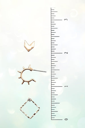 3 PAIR MIX POST EARRING SET