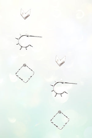 3 PAIR MIX POST EARRING SET