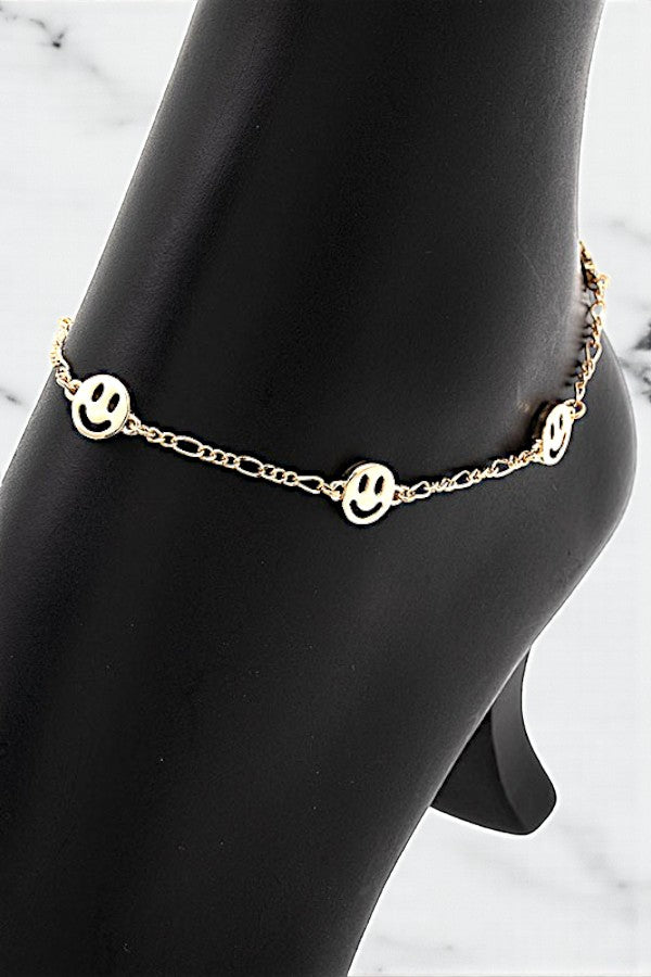 SMILEY FACE STATIONED ANKLET