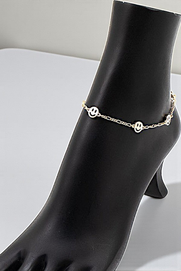 SMILEY FACE STATIONED ANKLET