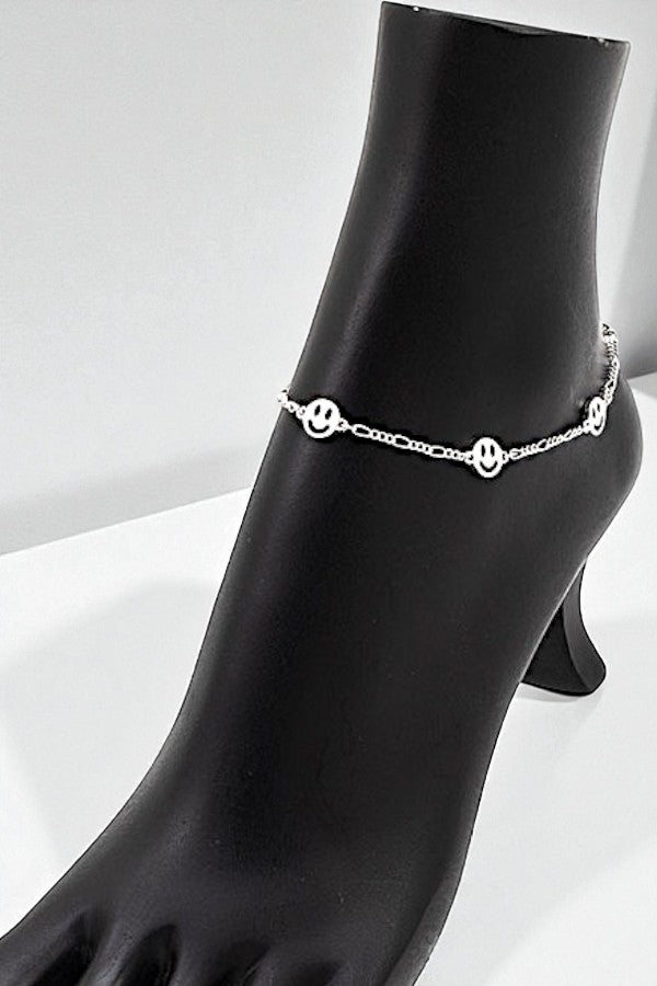 SMILEY FACE STATIONED ANKLET