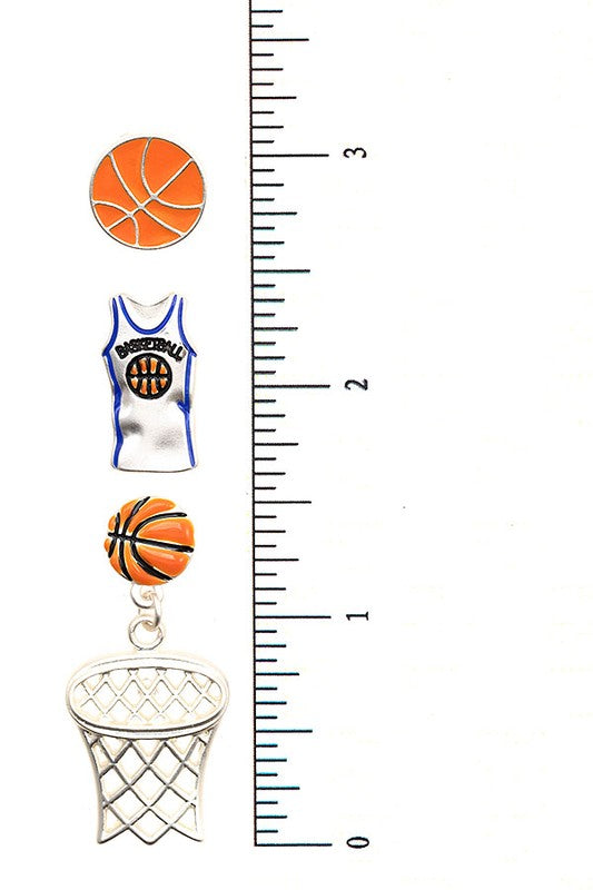 Mix Basketball Post Earring Set