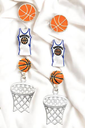 Mix Basketball Post Earring Set