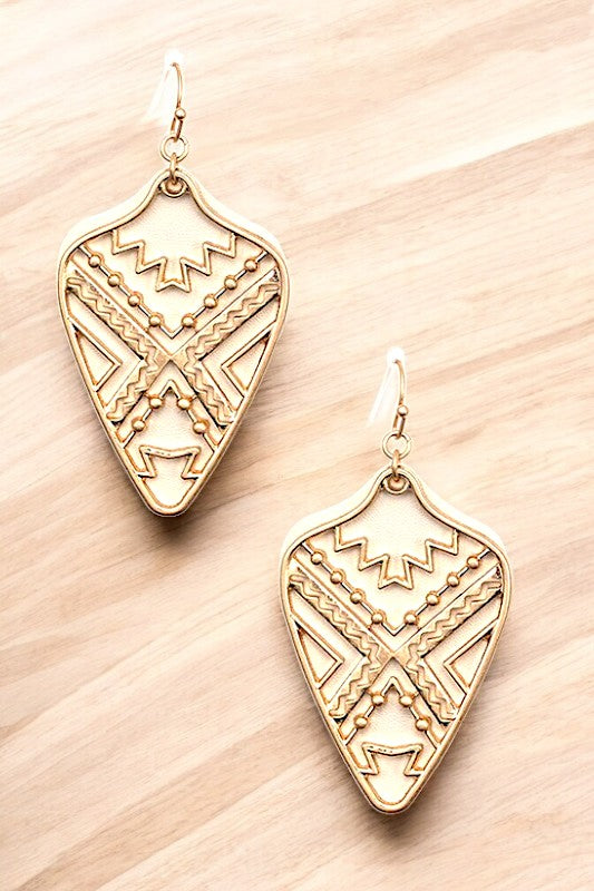 TRIBAL CUT OUT ARROWHEAD DANGLE EARRING