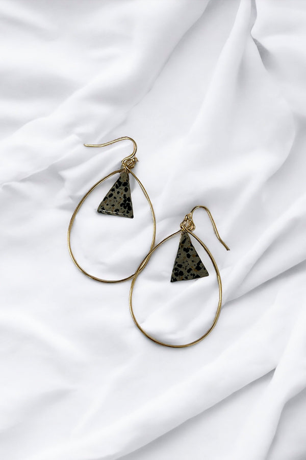 Triangle Stone Teardrop Dangle Earring