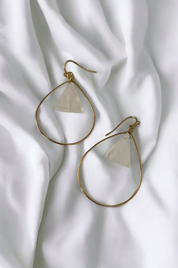 Triangle Stone Teardrop Dangle Earring