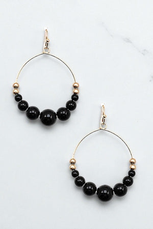 BALL BEADED GEM HOOP EARRING