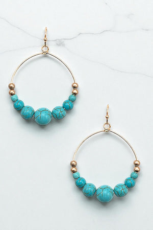BALL BEADED GEM HOOP EARRING