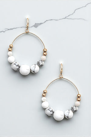 BALL BEADED GEM HOOP EARRING