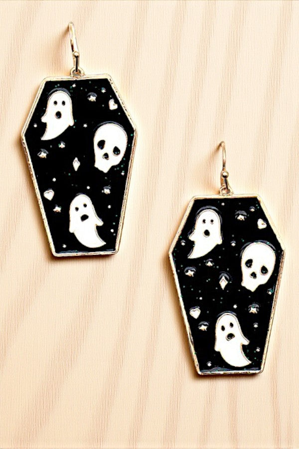 HALLOWEEN COFFIN DANGLE EARRING