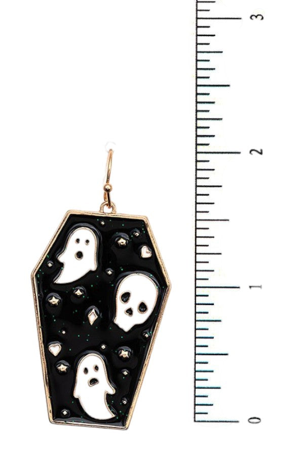 HALLOWEEN COFFIN DANGLE EARRING