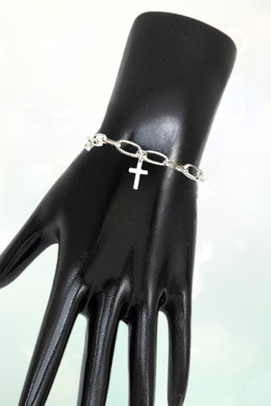 CROSS CHARM PAPER CLIP CHAIN BRACELET