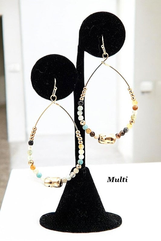 BEADED TEARDROP DANGLE EARRING