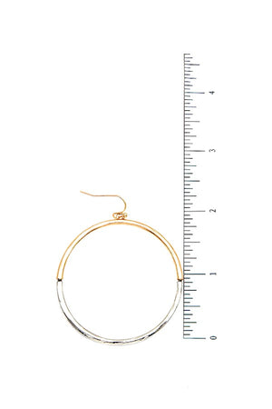 TWO TONE HAMMERED CIRCLE DANGLE EARRING