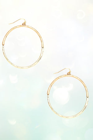 TWO TONE HAMMERED CIRCLE DANGLE EARRING