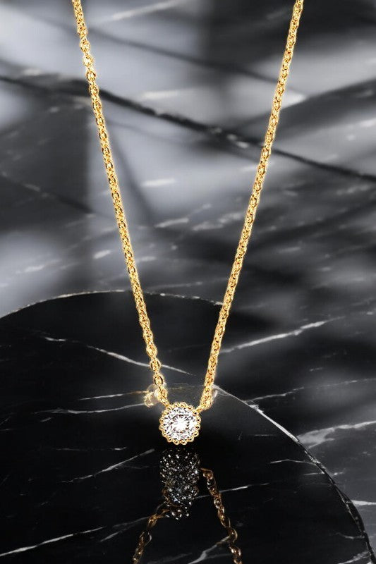 ROUND CZ STONE PENDANT NECKLACE