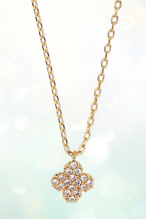 CZ STONE QUATREFOIL PENDANT NECKLACE