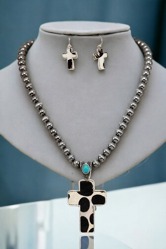 Cross Bead Necklace Set