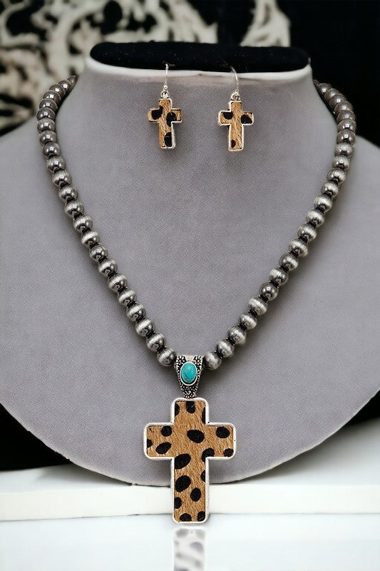 Cross Bead Necklace Set