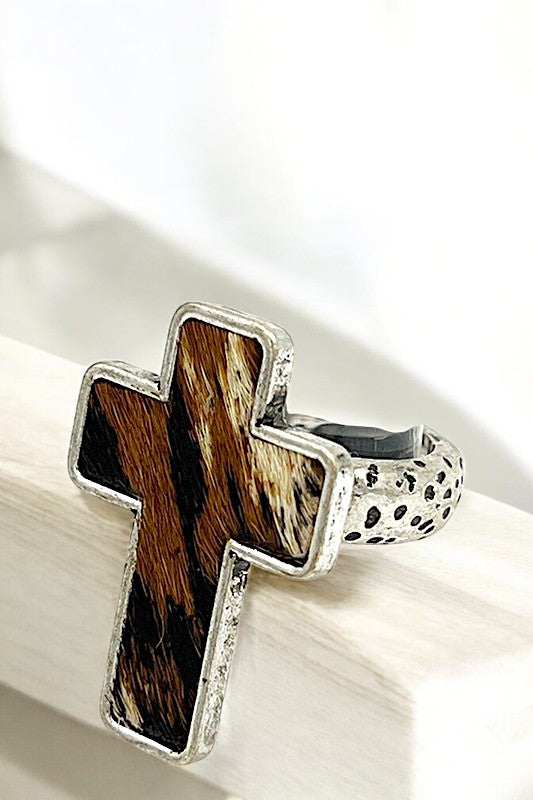 Animal Print Cross Stretch Ring