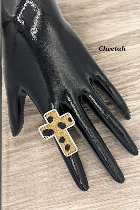 Animal Print Cross Stretch Ring