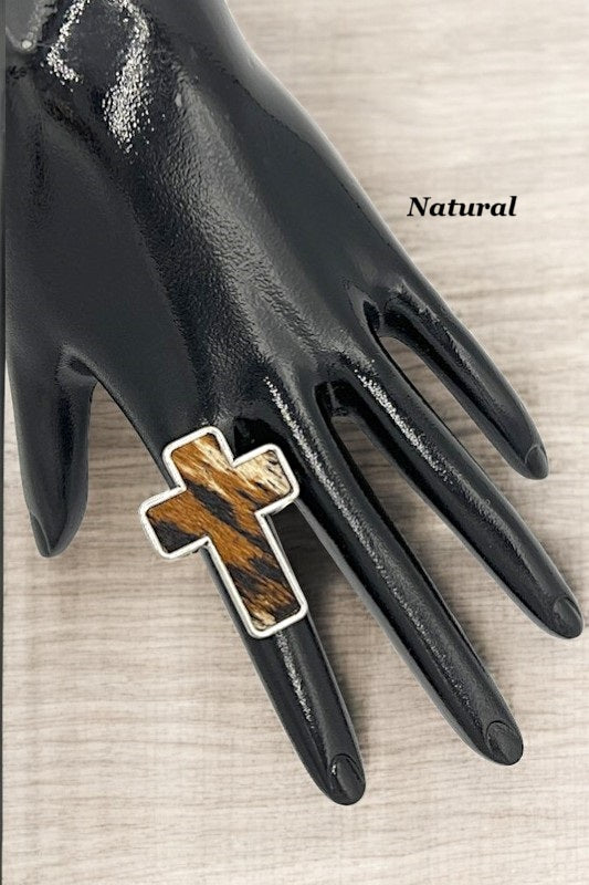 Animal Print Cross Stretch Ring