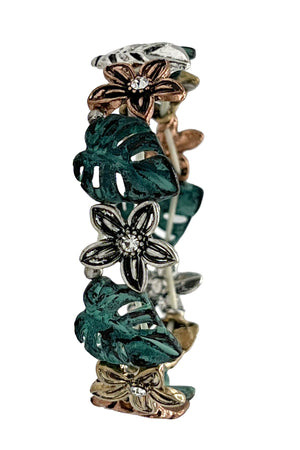 Floral Leaf Gem Stretch Bracelet