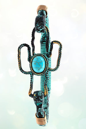 TQ GEM ACCENT CACTUS CUT OUT BANGLE BRACELET