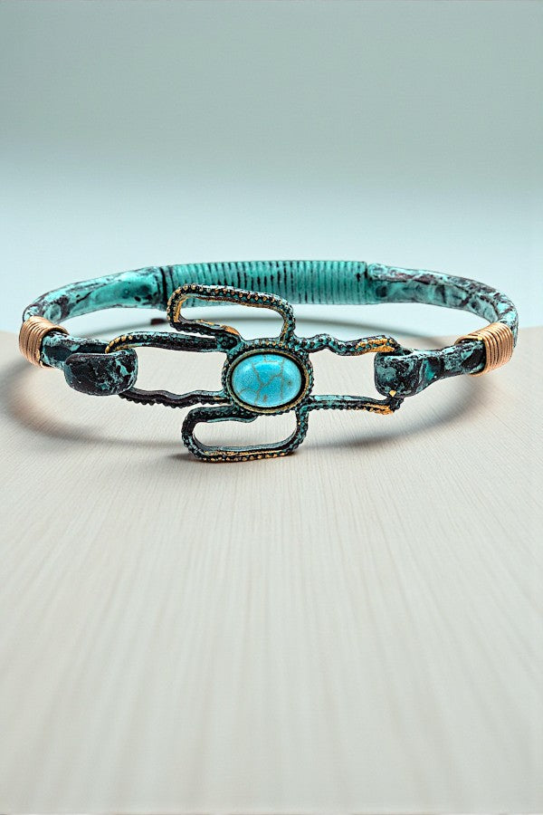 TQ GEM ACCENT CACTUS CUT OUT BANGLE BRACELET