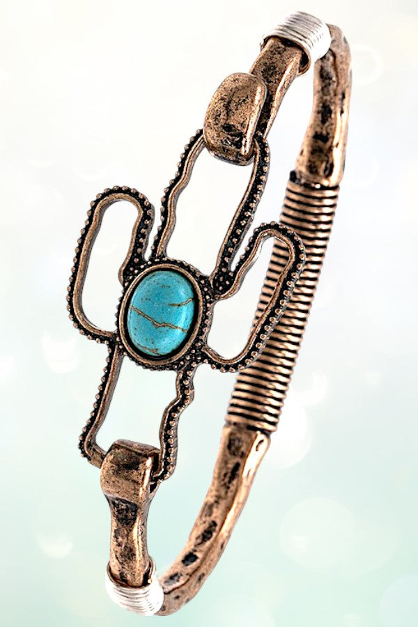 TQ GEM ACCENT CACTUS CUT OUT BANGLE BRACELET