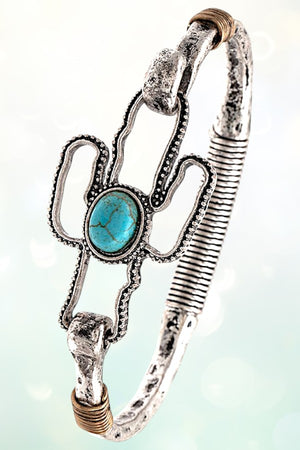 TQ GEM ACCENT CACTUS CUT OUT BANGLE BRACELET